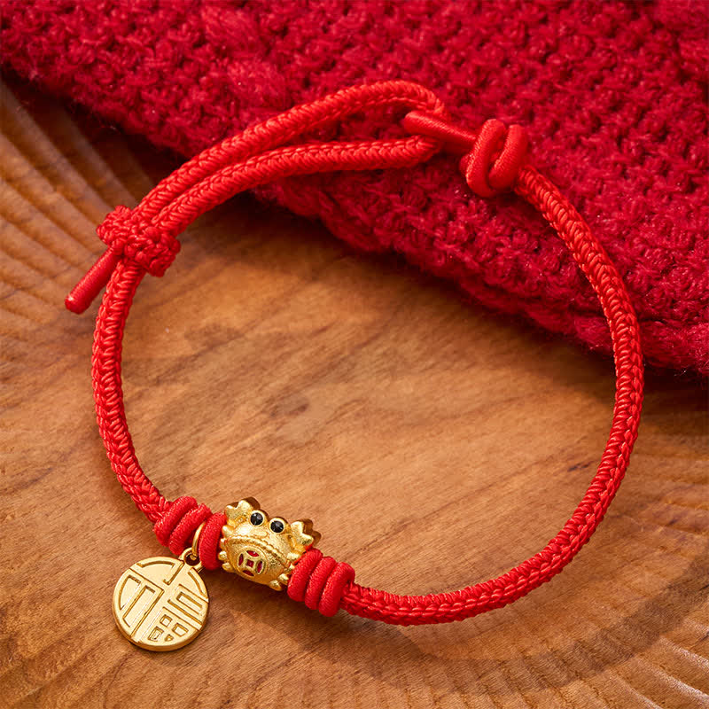 Buddha Stones Pulsera de la fortuna de hilo rojo con moneda china del carácter Fu - Rojo (Circunferencia de la muñeca: 17–19 cm) - image 12