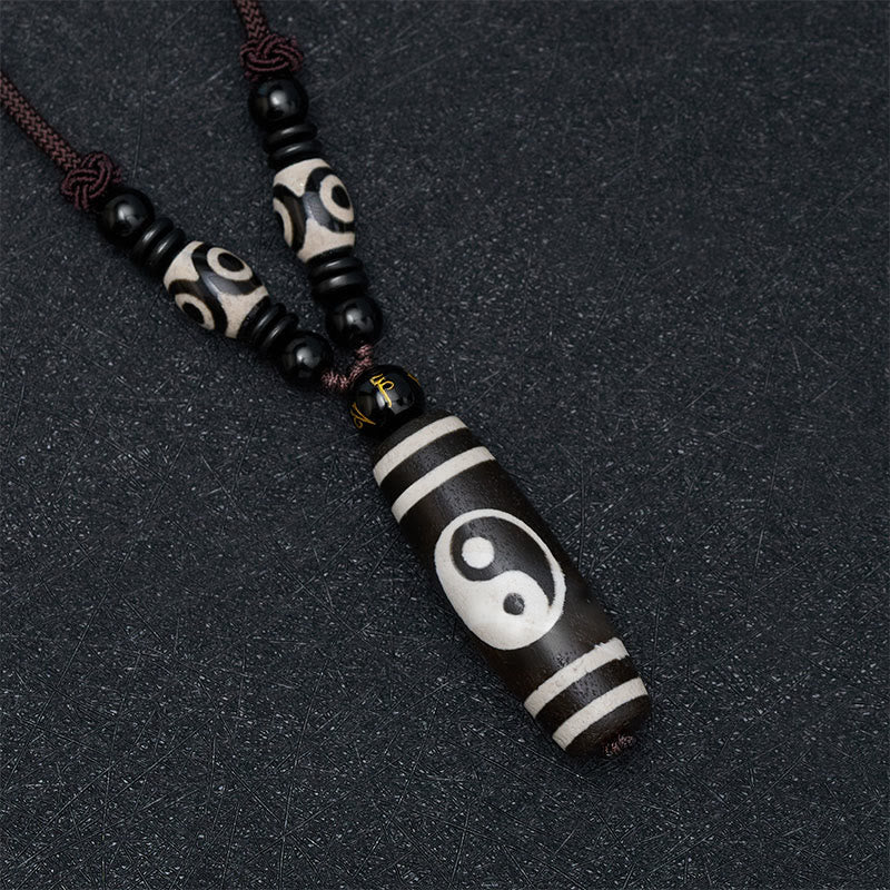 Buddha Stones Collar de equilibrio Yin Yang de ónix negro - image 3