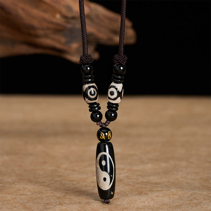 Buddha Stones Collar de cuerda con armonía Yin Yang de ónix negro - Yin Yang (Equilibrio ♥ Armonía) - image 0