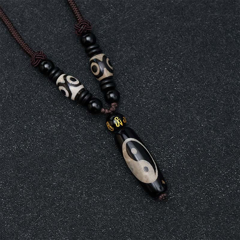 Buddha Stones Collar de cuerda con armonía Yin Yang de ónix negro - image 2