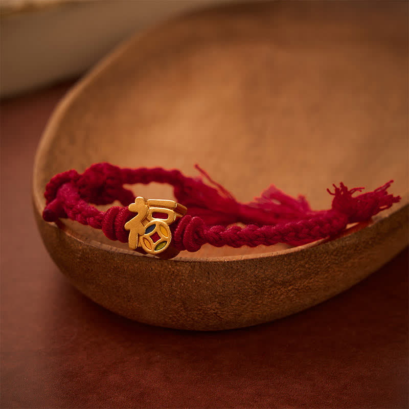 Buddha Stones Pulsera ajustable de equilibrio de cuerda roja con personaje Fu, Tíbet - Rojo oscuro (circunferencia de la muñeca: 5,5–6,7 pulgadas/14–17 cm) - image 9