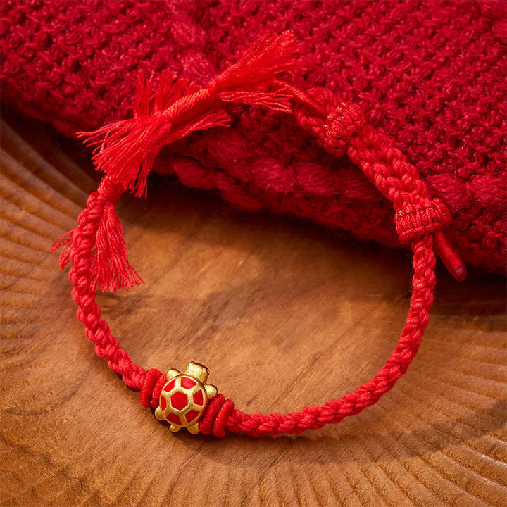 Buddha Stones Pulsera ajustable Longevity Turtle Red String Balance Tibet - image 1