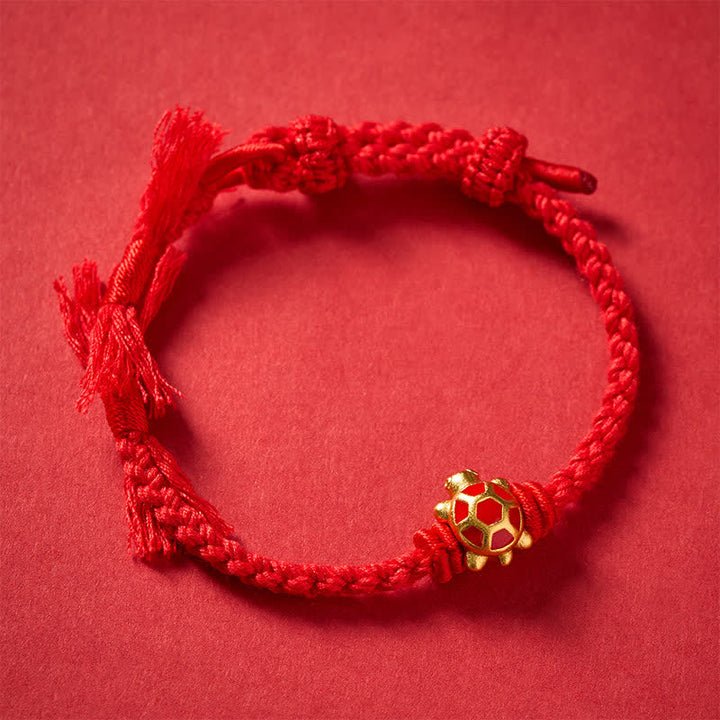 Buddha Stones Pulsera ajustable Longevity Turtle Red String Balance Tibet - image 4