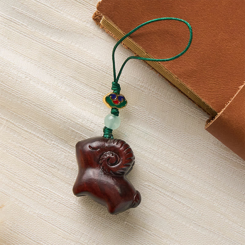 Buddha Stones Llaveros con la imagen de una cabra tallada a mano en madera de sándalo. - image 18