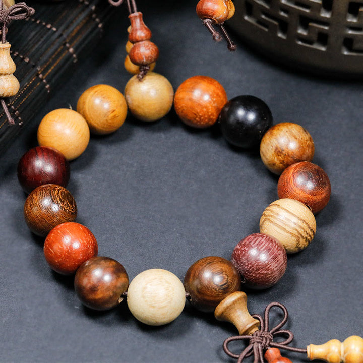 Pulsera de meditación de bendición Mala de madera de wengué con 108 Buddha Stones - image 12