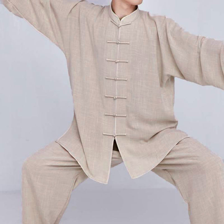 Conjunto de ropa unisex con bordado de Buddha Stones para meditación, oración zen, práctica espiritual de tai chi y qigong - Manga larga color caqui - US14, UK/AU18, EU46 (3XL) - image 8