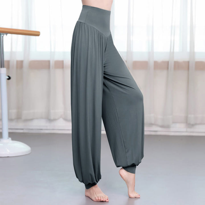 Pantalones harem holgados de modal con Buddha Stones y color liso para yoga y baile. - Gris oscuro - US12, UK/AU16, EU44 (3XL) - image 12
