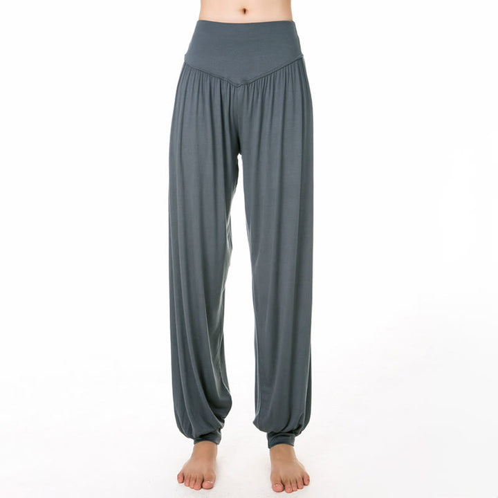 Pantalones harem holgados de modal con Buddha Stones y color liso para yoga y baile. - image 13
