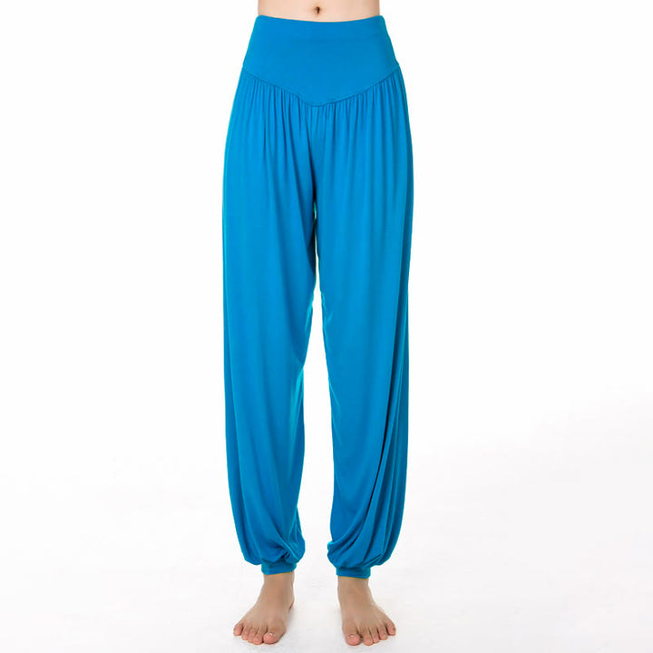 Pantalones harem holgados de modal con Buddha Stones y color liso para yoga y baile. - Azul cielo profundo - US12, UK/AU16, EU44 (3XL) - image 18