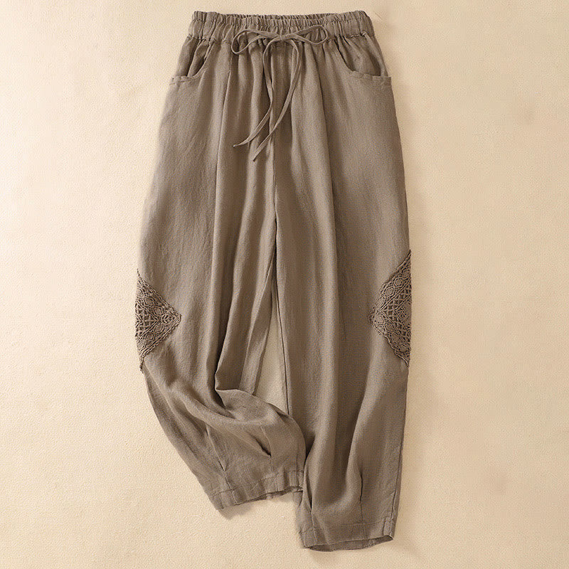 Pantalones harem de verano para mujer con cordón ajustable y bolsillos , de Buddha Stones. - Broncearse - US8-10，UK/AU12-14，EU40-42 (2XL) - image 0