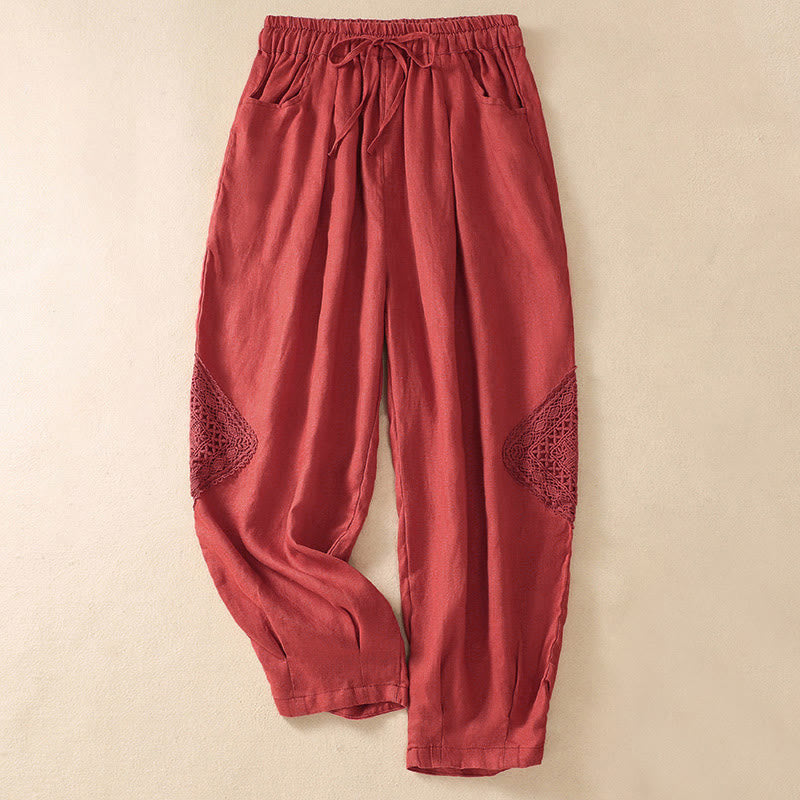 Pantalones harem de verano para mujer con cordón ajustable y bolsillos , de Buddha Stones. - Tomate - US8-10，UK/AU12-14，EU40-42 (2XL) - image 17