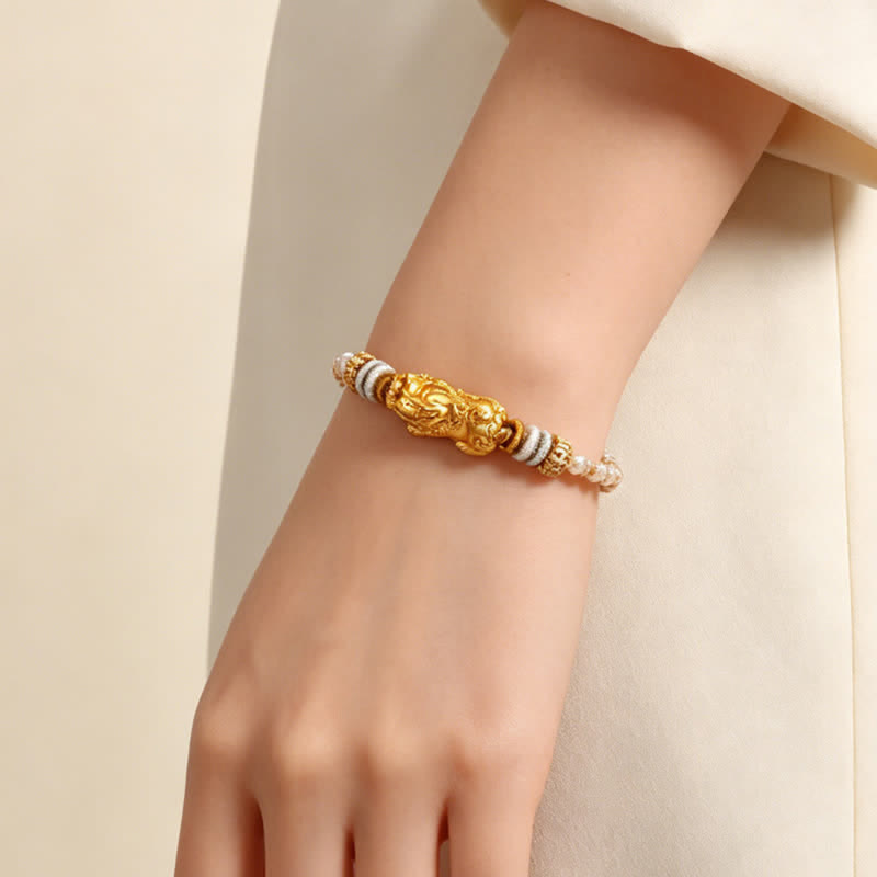 Buddha Stones Pulsera tejida a mano de ágata blanca y cobre con el símbolo Pi Xiu para atraer la buena fortuna. - image 10