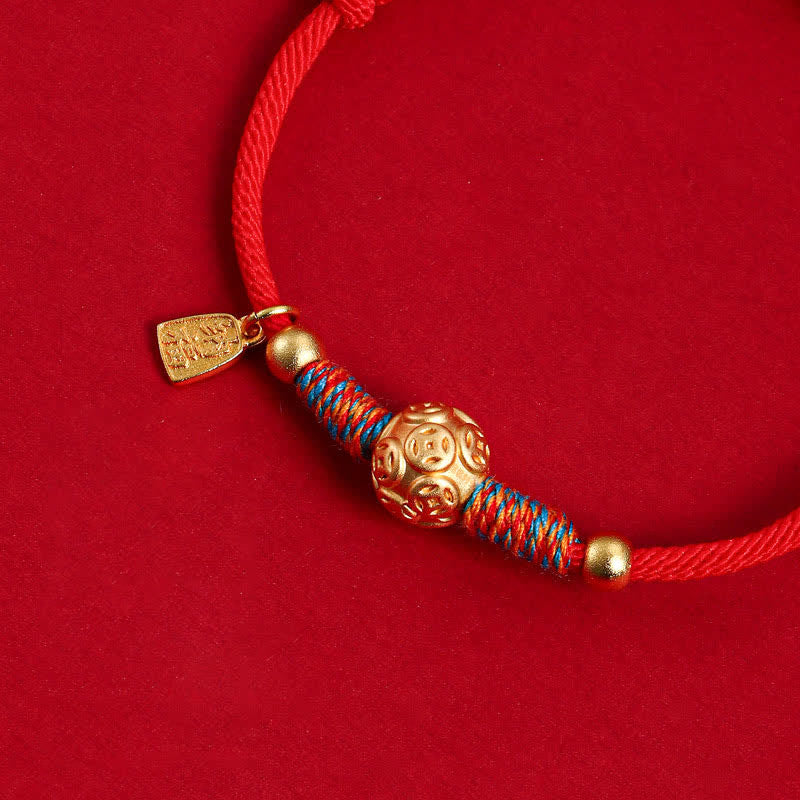 Buddha Stones Pulsera de protección tejida a mano con hilo rojo de plata de ley 999 - image 3