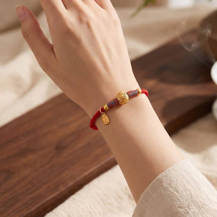 Buddha Stones Pulsera de protección tejida a mano con hilo rojo de plata de ley 999 - image 4