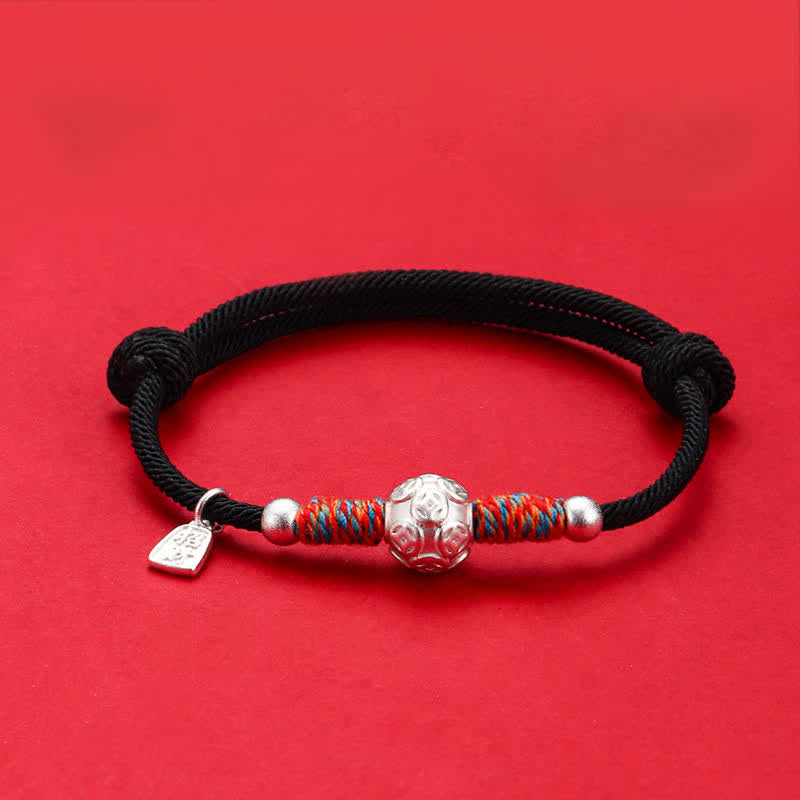 Buddha Stones Pulsera de protección tejida a mano con hilo rojo de plata de ley 999 - Moneda china plateada con cordón negro - image 20