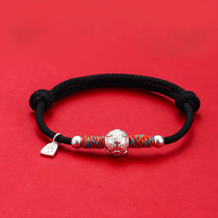 Buddha Stones Pulsera de protección tejida a mano con hilo rojo de plata de ley 999 - Moneda china plateada con cordón negro - image 20