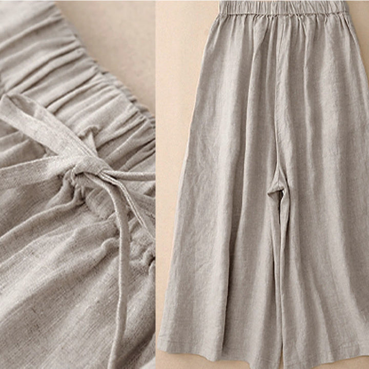 Pantalones capri anchos de pierna ancha con cintura elástica y bolsillos para mujer, con estampado de Buddha Stones. - image 17