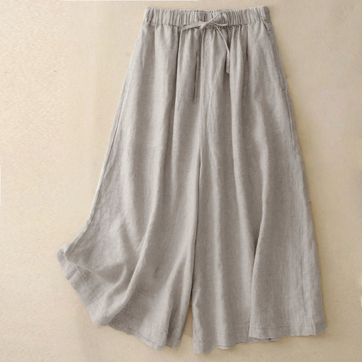 Pantalones capri anchos de pierna ancha con cintura elástica y bolsillos para mujer, con estampado de Buddha Stones. - Lino - US14, UK/AU18, EU46 (3XL) - image 16