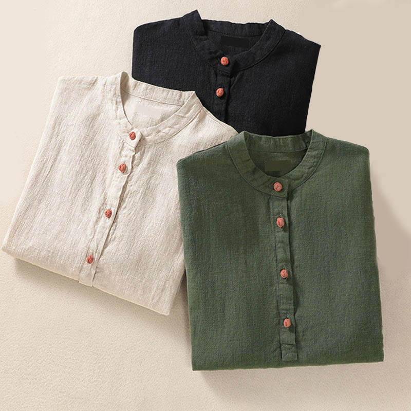 Camisa de manga larga para mujer con cuello redondo, botones y bolsillos, con estampado de Buddha Stones. - image 27