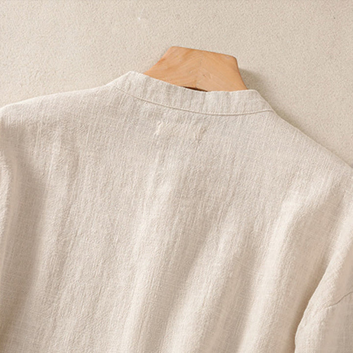 Camisa de manga larga para mujer con cuello redondo, botones y bolsillos, con estampado de Buddha Stones. - image 19