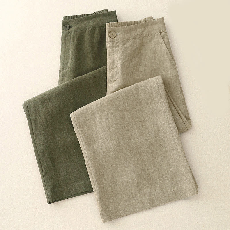 Pantalones casuales lisos de mujer con cintura elástica y pernera ancha, con bolsillos , Buddha Stones. - image 12