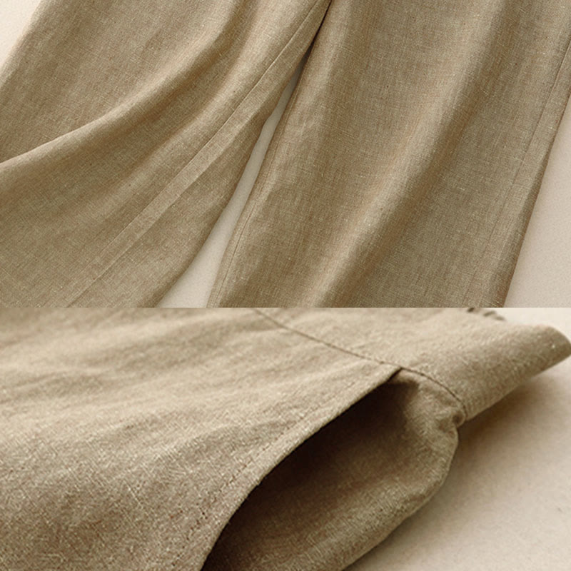 Pantalones casuales lisos de mujer con cintura elástica y pernera ancha, con bolsillos , Buddha Stones. - image 10