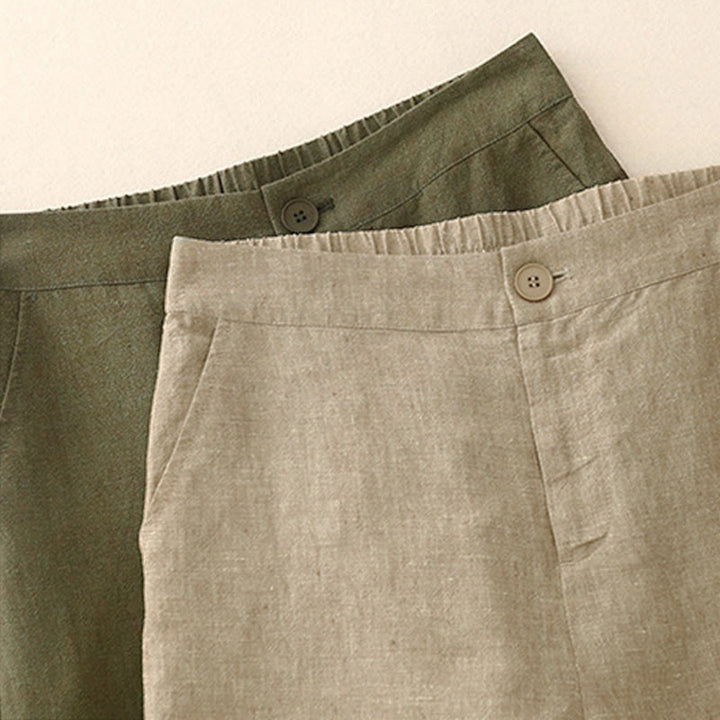 Pantalones casuales lisos de mujer con cintura elástica y pernera ancha, con bolsillos , Buddha Stones. - image 13