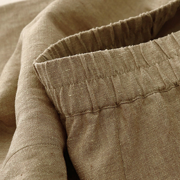 Pantalones casuales lisos de mujer con cintura elástica y pernera ancha, con bolsillos , Buddha Stones. - image 8