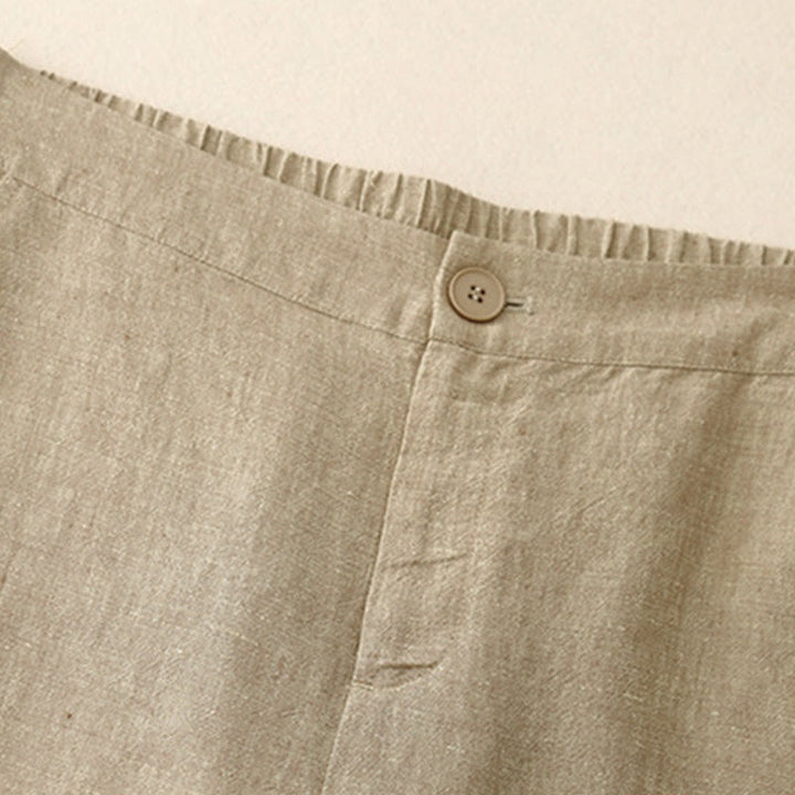 Pantalones casuales lisos de mujer con cintura elástica y pernera ancha, con bolsillos , Buddha Stones. - image 7
