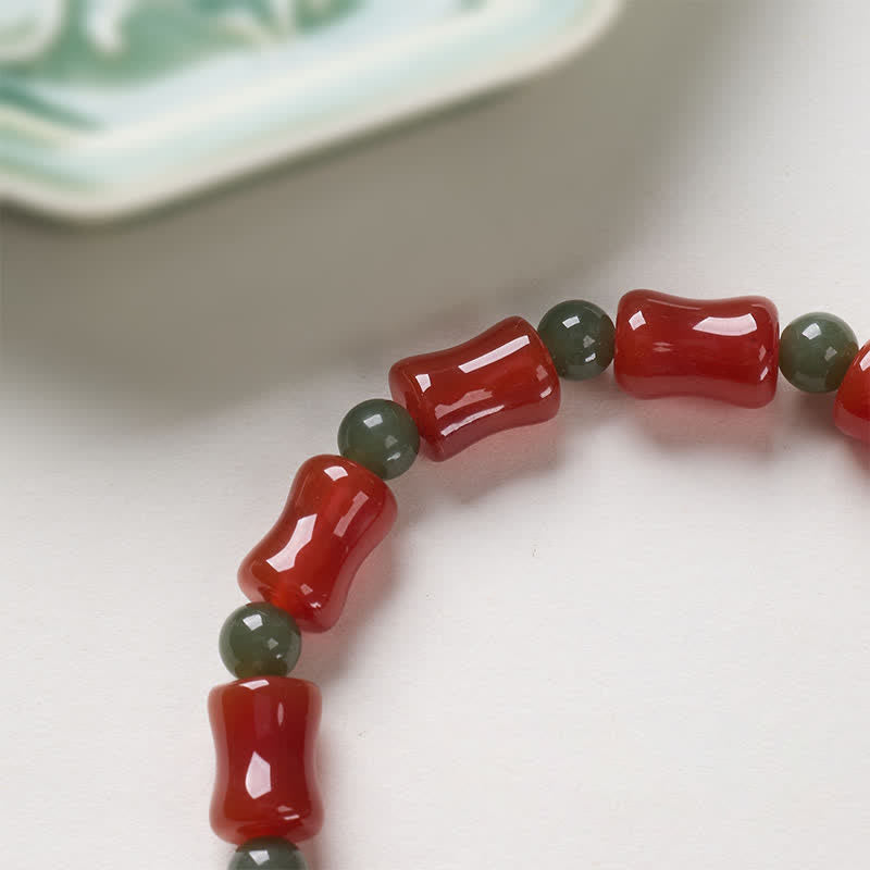 Buddha Stones Nueva pulsera china de ágata roja con diseño de bambú para el crecimiento - image 4