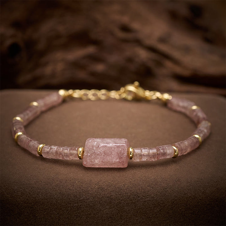 Buddha Stones Pulsera con detalles de cilindro facetado de amatista, amazonita, cuarzo fresa y sodalita. - Cuarzo fresa (circunferencia de la muñeca: 15-18 cm) - image 8