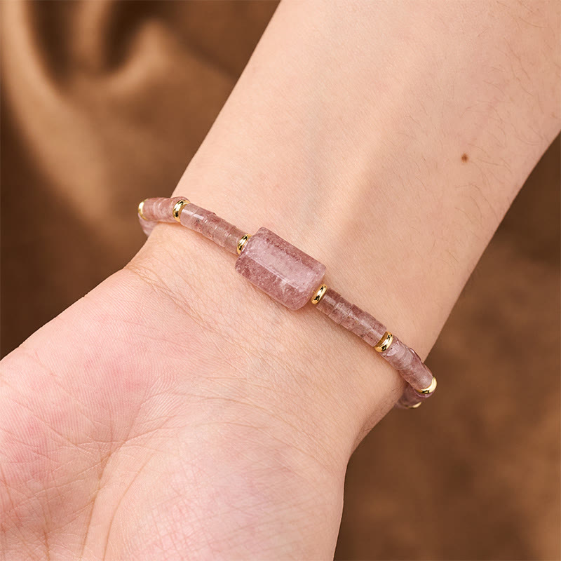 Buddha Stones Pulsera con detalles de cilindro facetado de amatista, amazonita, cuarzo fresa y sodalita. - image 10