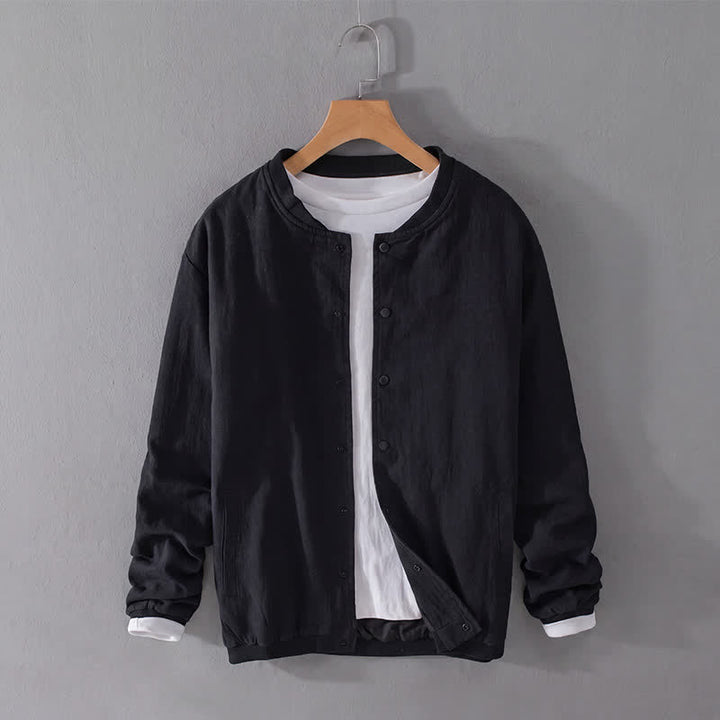 Buddha Stones Chaqueta informal minimalista de primavera para hombre, con botones y bolsillos. - image 9