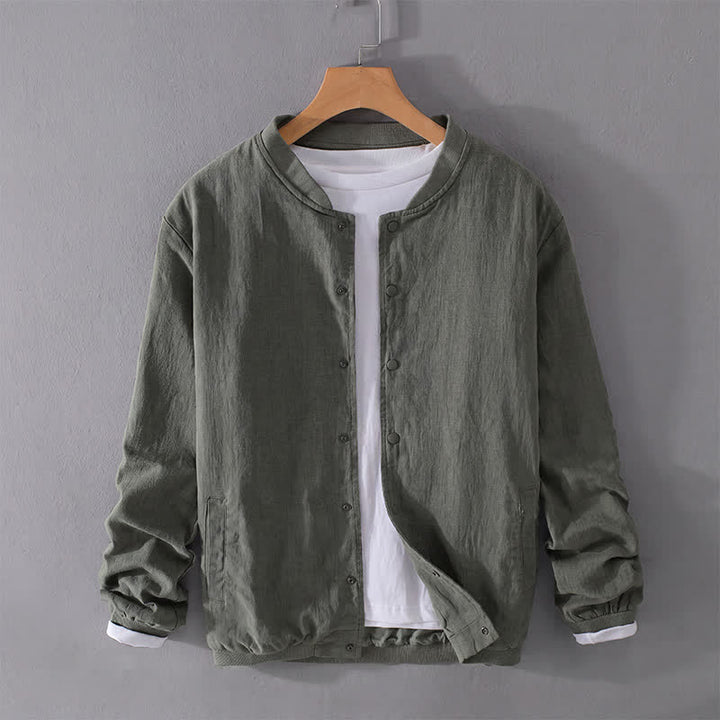 Buddha Stones Chaqueta informal minimalista de primavera para hombre, con botones y bolsillos. - image 15