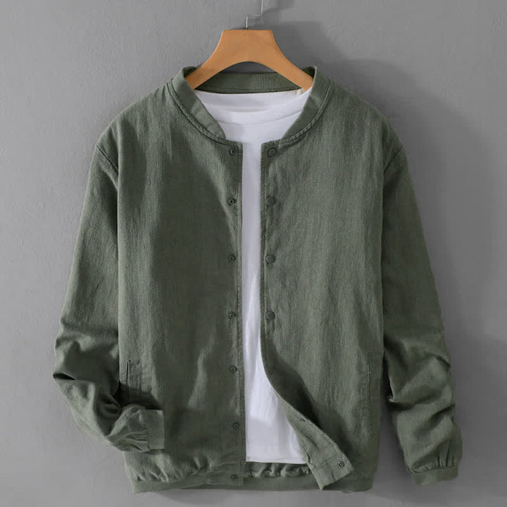 Buddha Stones Chaqueta informal minimalista de primavera para hombre, con botones y bolsillos. - Verde oliva oscuro - US/UK/AU42, EU52 (3XL) - image 14