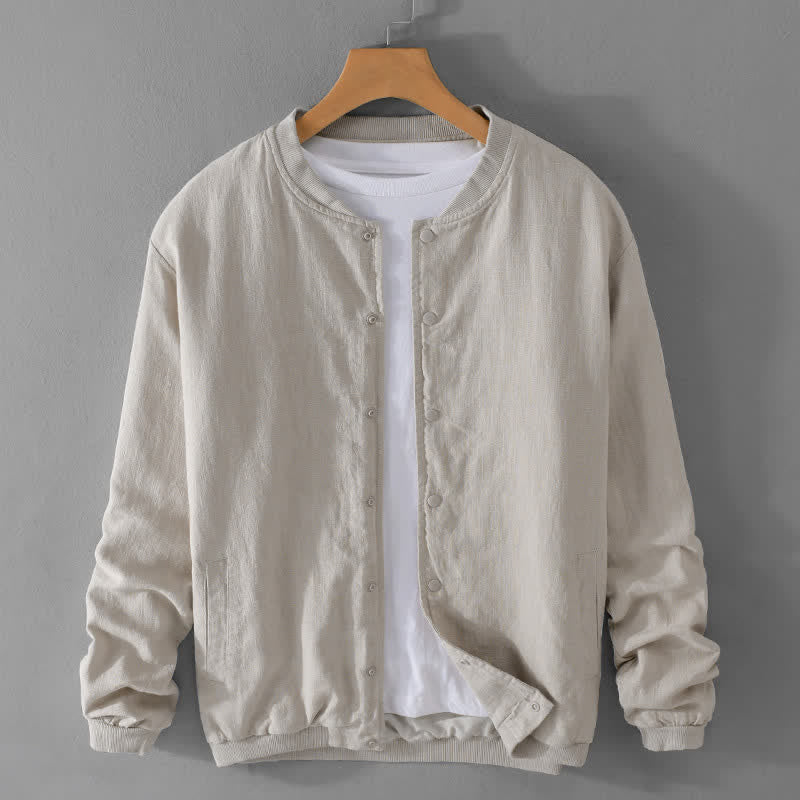 Buddha Stones Chaqueta informal minimalista de primavera para hombre, con botones y bolsillos. - Beige - US/UK/AU42, EU52 (3XL) - image 0