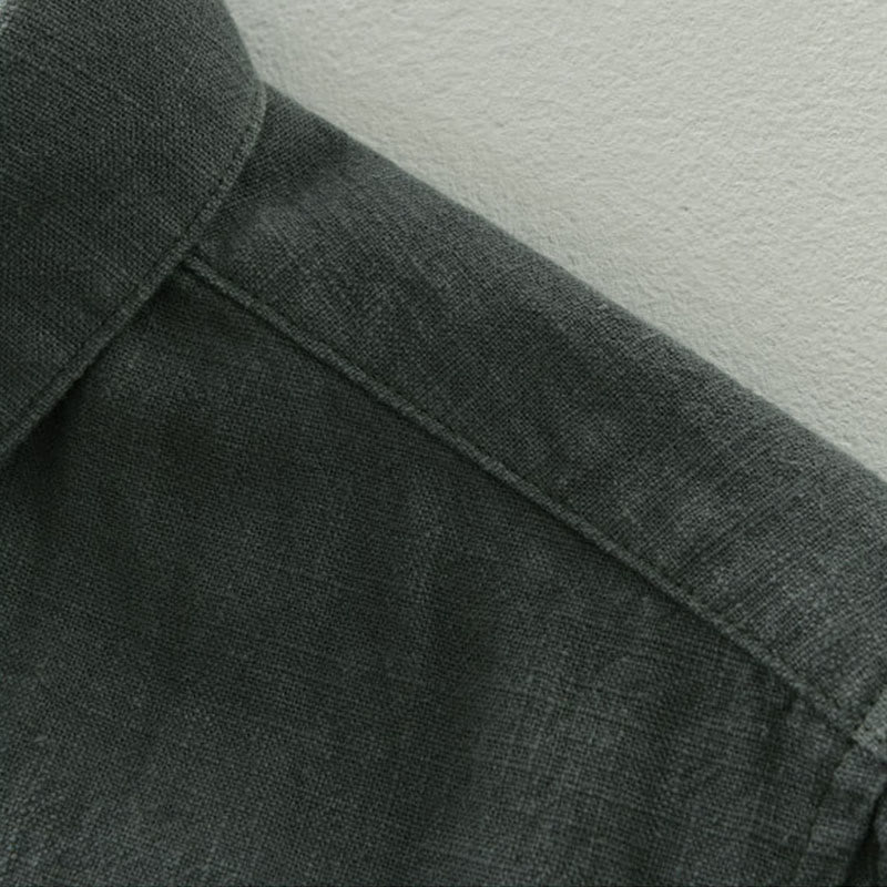 Buddha Stones Chaqueta informal minimalista de ramio liso para hombre, con botones y bolsillos, ideal para otoño. - image 4