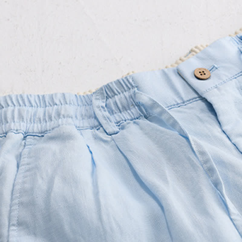 Buddha Stones Pantalones largos de lino liso para hombre, estilo casual de primavera-verano, con cordón ajustable y cremallera, pierna recta y bolsillos. - image 14