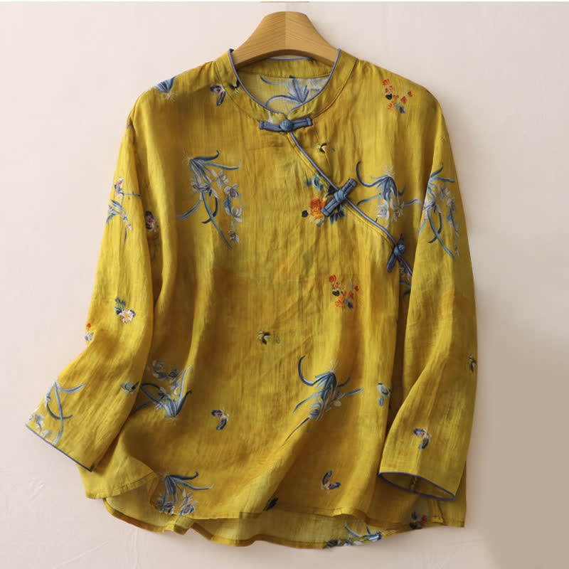 Buddha Stones Camiseta sin mangas para mujer estilo Summer Tang Vintage Frog Button Orchid Floral - Perú - Manga larga - US12, UK/AU16, EU44 (2XL) - image 40