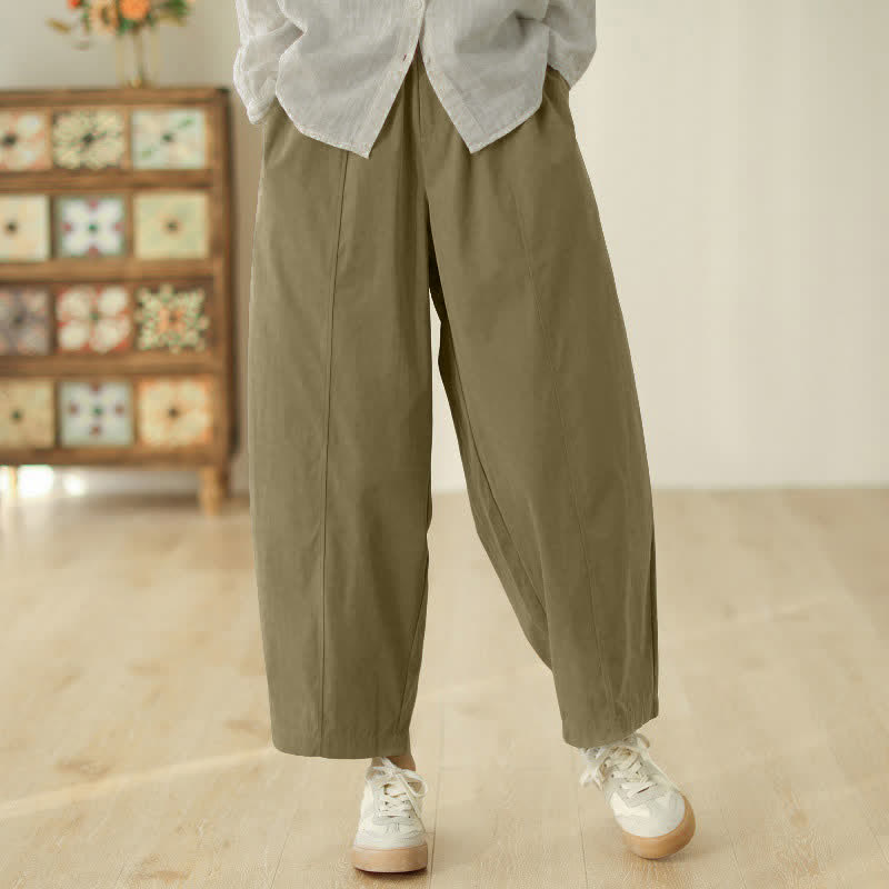 Pantalones harem para mujer hasta el tobillo con diseño de líneas sencillas y Buddha Stones, con bolsillos. - Caqui oscuro - US8-10，UK/AU12-14，EU40-42 (2XL) - image 9