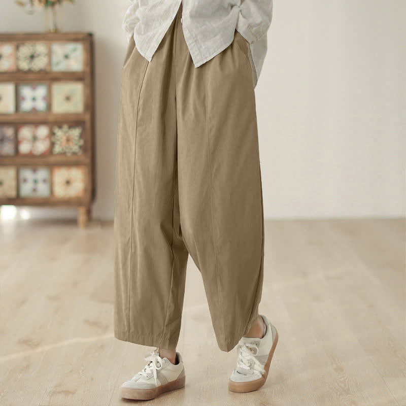 Pantalones harem para mujer hasta el tobillo con diseño de líneas sencillas y Buddha Stones, con bolsillos. - image 8