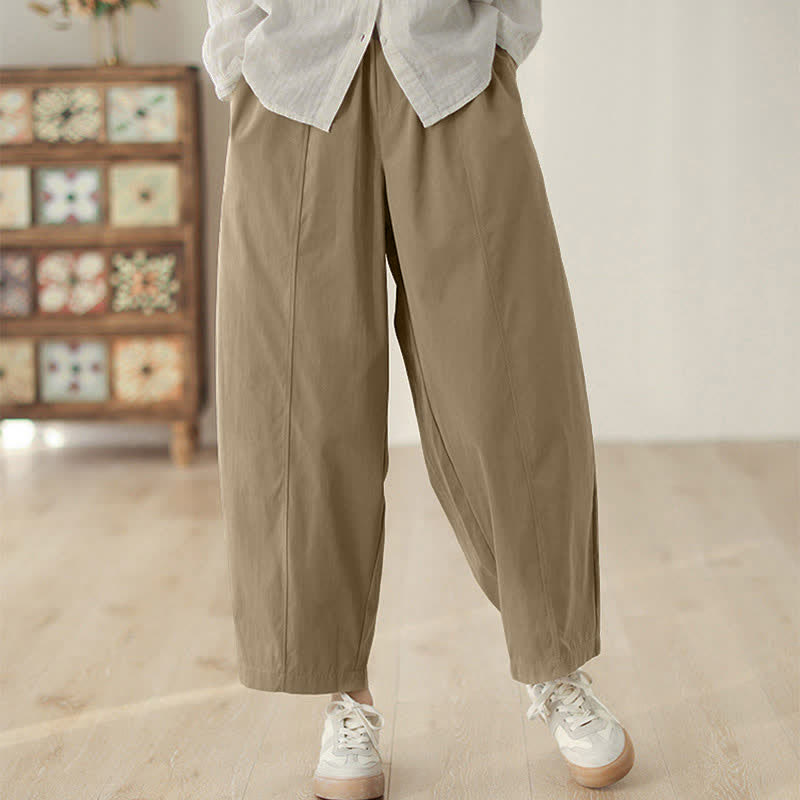 Pantalones harem para mujer hasta el tobillo con diseño de líneas sencillas y Buddha Stones, con bolsillos. - Broncearse - US8-10，UK/AU12-14，EU40-42 (2XL) - image 5