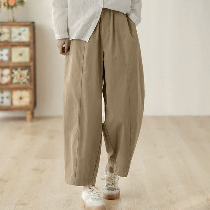 Pantalones harem para mujer hasta el tobillo con diseño de líneas sencillas y Buddha Stones, con bolsillos. - image 7