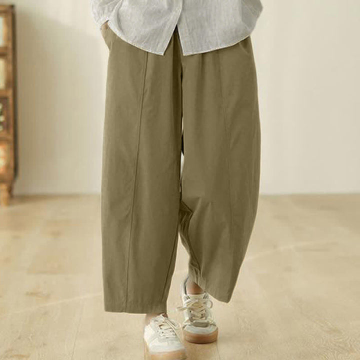 Pantalones harem para mujer hasta el tobillo con diseño de líneas sencillas y Buddha Stones, con bolsillos. - image 10