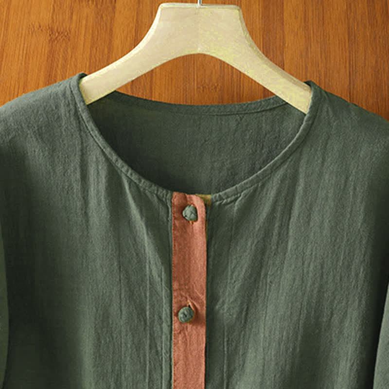 Buddha Stones Camisa de manga corta para mujer, estilo casual de verano, con botones y bolsillo de parche. - image 19