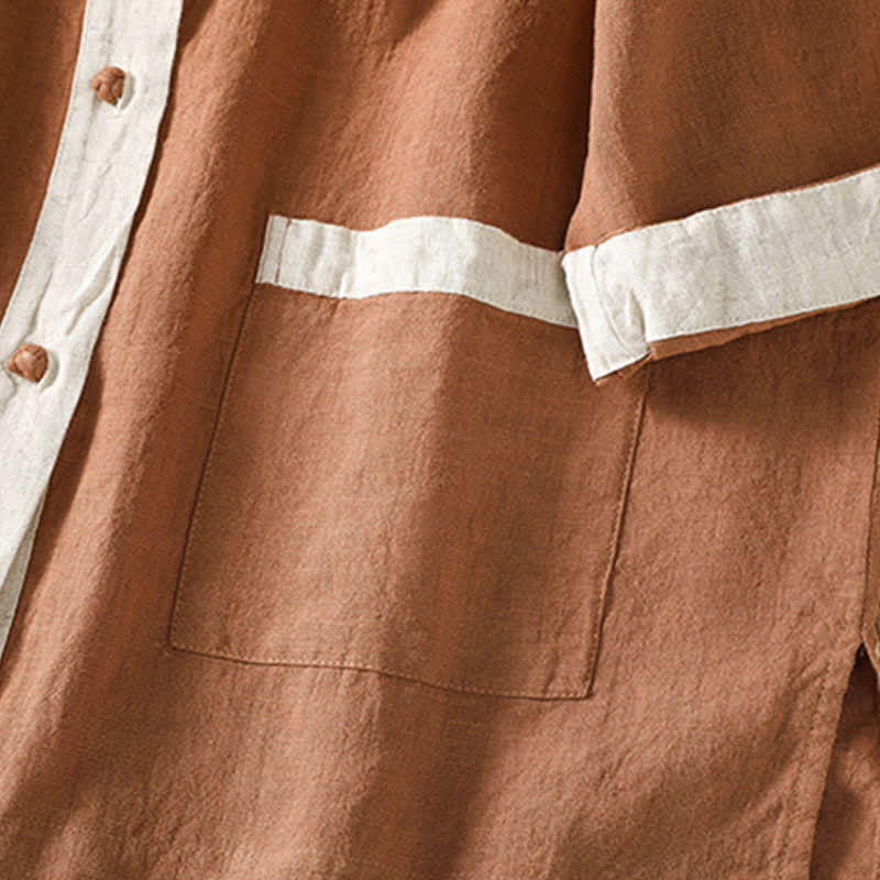 Buddha Stones Camisa de manga corta para mujer, estilo casual de verano, con botones y bolsillo de parche. - image 15
