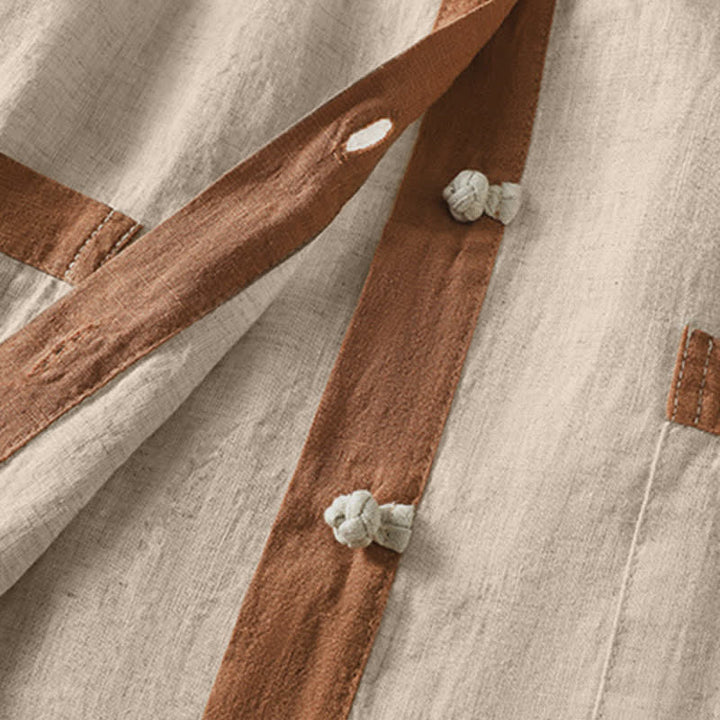 Buddha Stones Camisa de manga corta para mujer, estilo casual de verano, con botones y bolsillo de parche. - image 4