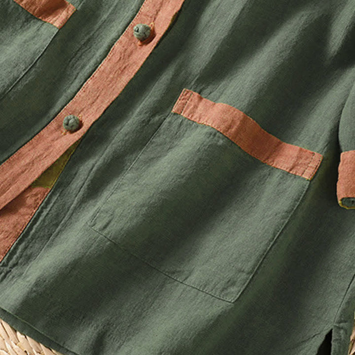Buddha Stones Camisa de manga corta para mujer, estilo casual de verano, con botones y bolsillo de parche. - image 21
