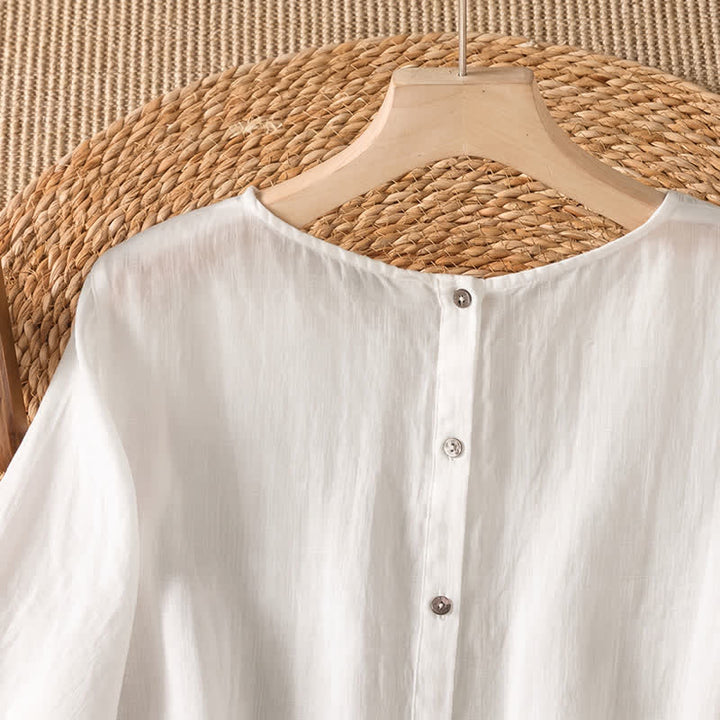 Buddha Stones Camiseta de manga larga para mujer, estilo casual elegante, con bordados, color liso, para primavera y verano. - image 9