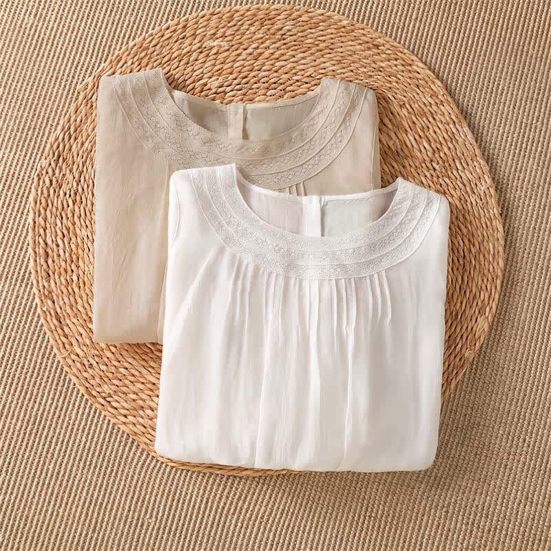 Buddha Stones Camiseta de manga larga para mujer, estilo casual elegante, con bordados, color liso, para primavera y verano. - image 13